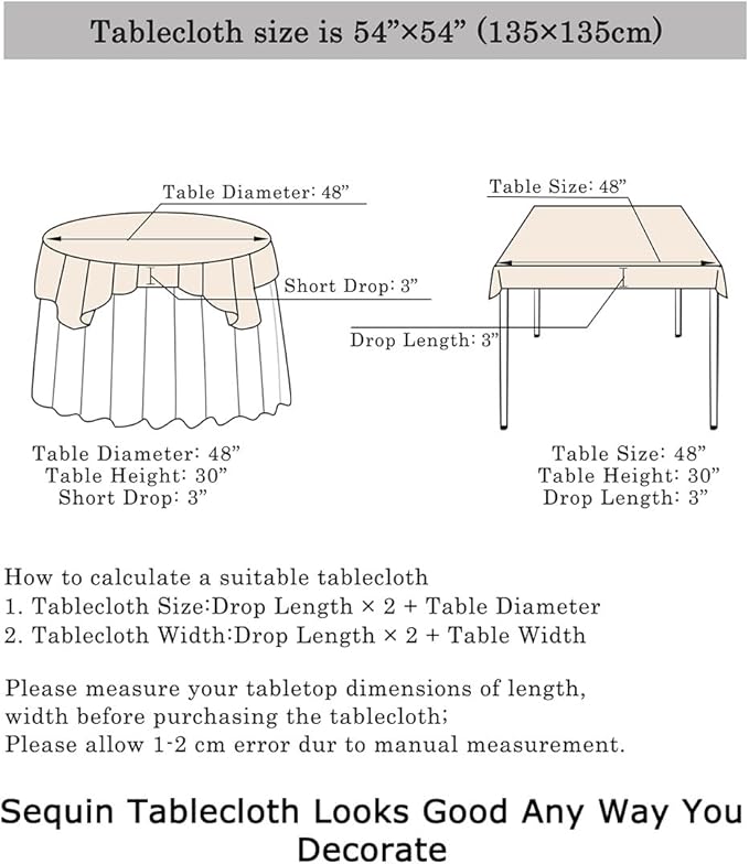 ShinyBeauty Turquoise Sequin Tablecloth, Elegant Table Overlay, All-Season - Image 6