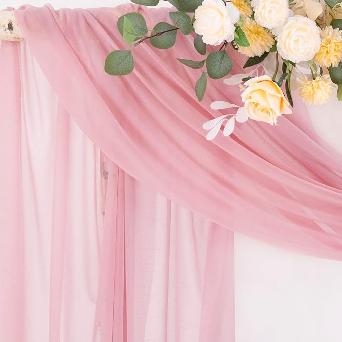 Socomi Wedding Arch Draping Fabric 29" x 20Ft 1 Panel Dusty Rose Sheer Outdoor - Image 3