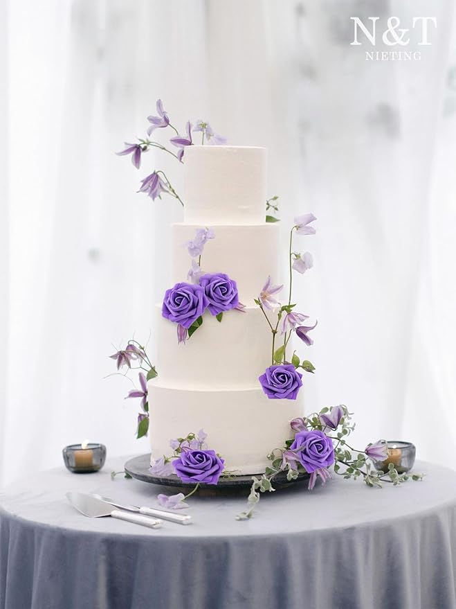 N&T NIETING Fake Flowers Purple Roses - Image 4