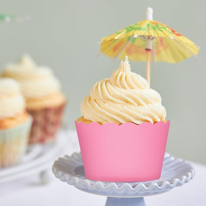 Whaline 120Pcs Pink Paper Baking Cups Scalloped Edge Cupcake Wrappers Gradient - Image 6