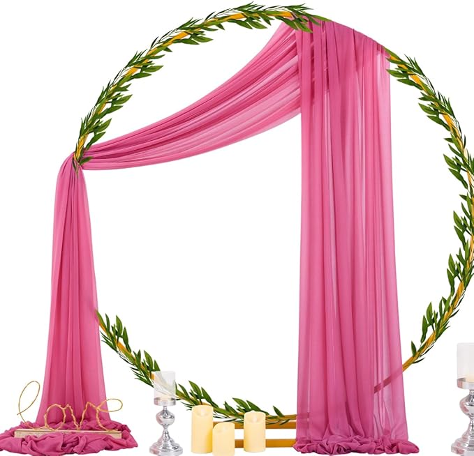 Socomi Wedding Arch Draping Fabric 29" x 20Ft 4 Panels Fuchsia Sheer Outdoor - Image 3