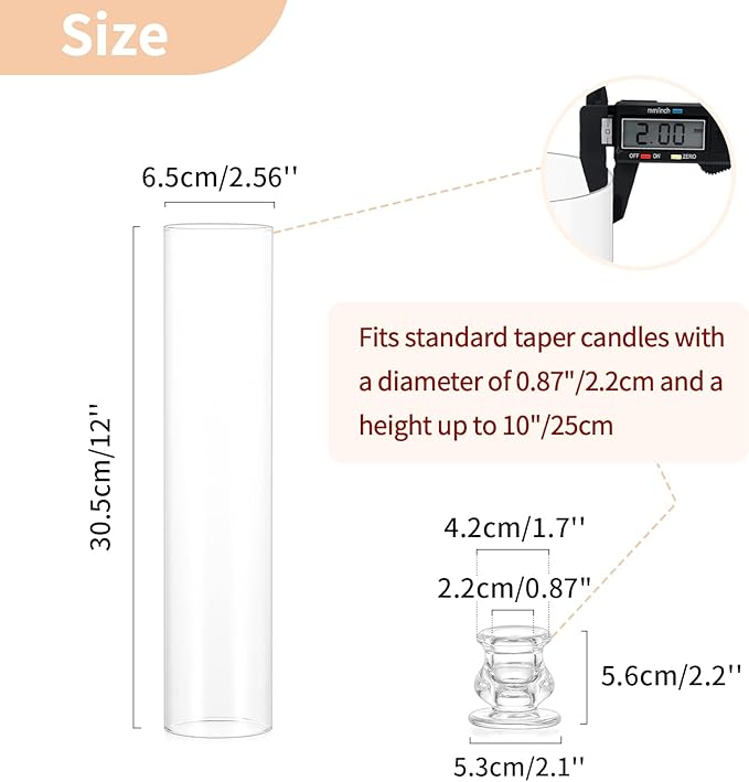 NUPTIO Candlestick Holder Bulk for Centerpiece: Set of 10 Hurricane Glass Taper - Image 4