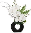 Briful Orchid Fake Flowers 16.1'' White Artificial Orchid Silk Flowers in Black by Briful