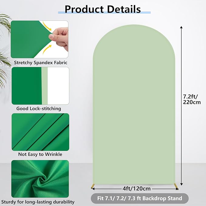 HEMMOTOP 7.2 ft Arch Backdrop Cover, Fabric Stretchy Background - Image 5