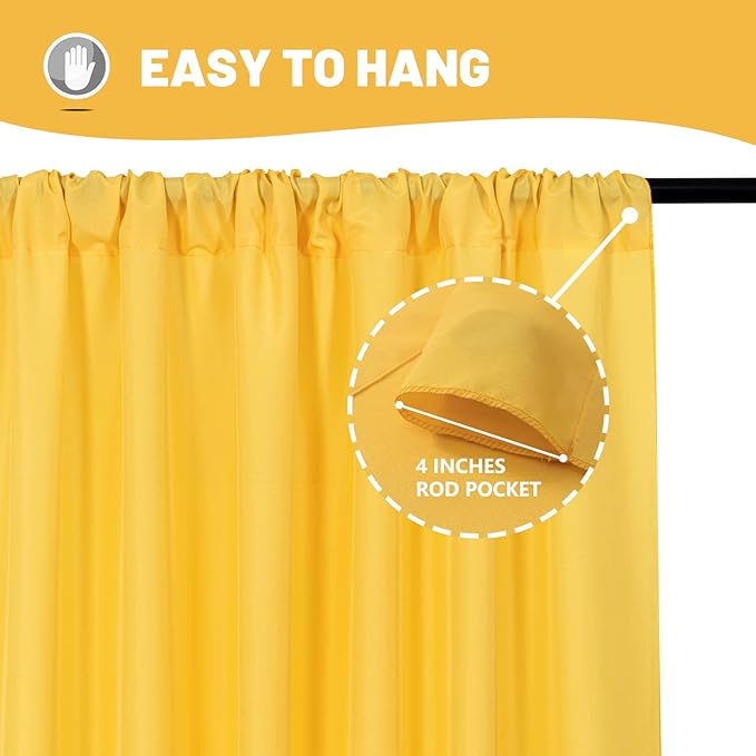 Yellow Backdrop Curtain for Parties Rod Pocket Yellow Curtains Photography - Image 4