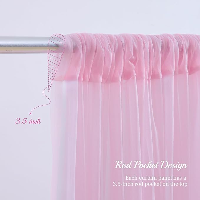 10x10ft Baby Pink Tulle Backdrop Curtain - Image 5