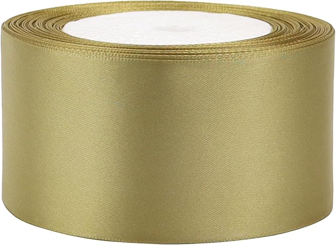 Champagne Gold Solid Satin Ribbon 2 Inch 25 Yards Solid Polyester Fabric Ribbon - Image 7