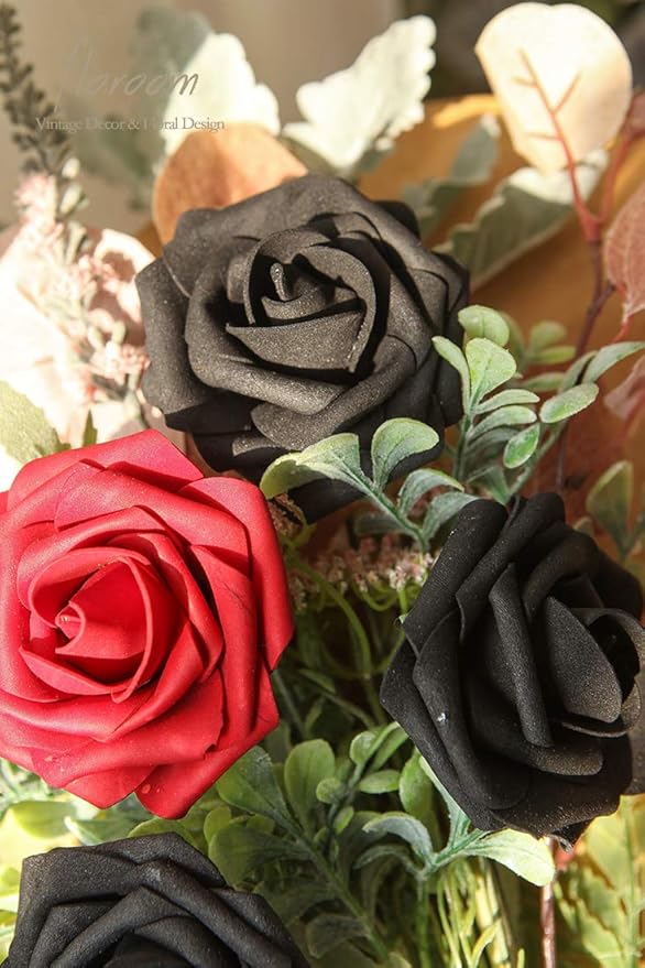 Floroom Artificial Flowers 25pcs Real Looking Black Foam Fake Roses - Image 4