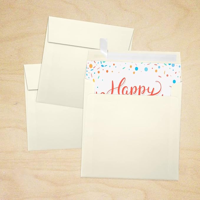 LUXPaper Square Invitation Envelopes | Peel & Press | 5" x 5" | Natural Linen | - Image 6