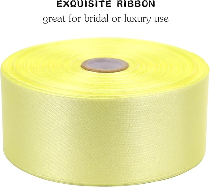 Cream Solid Satin Ribbon 1-1/2 Inch 50 Yards Solid Polyester Fabric Ribbon - Image 4