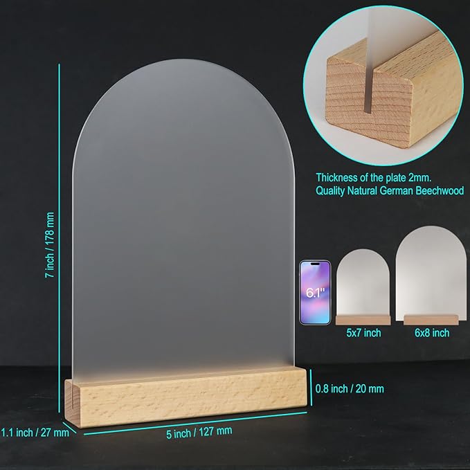 Frosted Blank Arch Acrylic Sign - Image 3