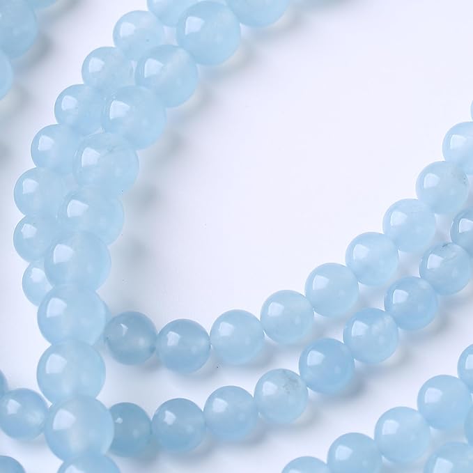 Ice Blue Chalcedony Stone Beads Gemstone Round Crystal Energy Jade Beads Stone - Image 3