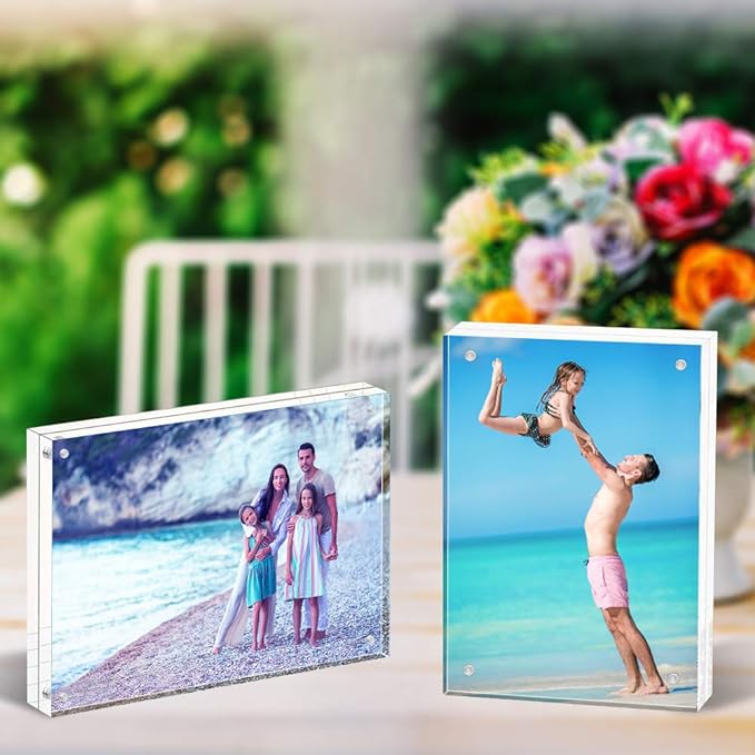 HELPLEX Acrylic Frames, 2 Pack 4x6, 20mm Thicker Frameless Clear Frame - Image 4