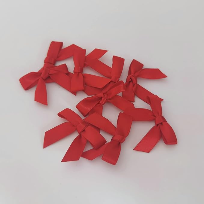 50pcs 1-1/2" Mini Red Satin Ribbon Bows - Image 7
