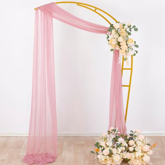 Socomi Wedding Arch Draping Fabric 29" x 20Ft 1 Panel Dusty Rose Sheer Outdoor - Image 5
