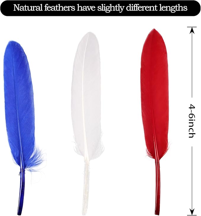 FeelfunFeather 120pcs Colorful Feathers Natural Bulk, 4-6 inch 10-15cm Red Blue - Image 2