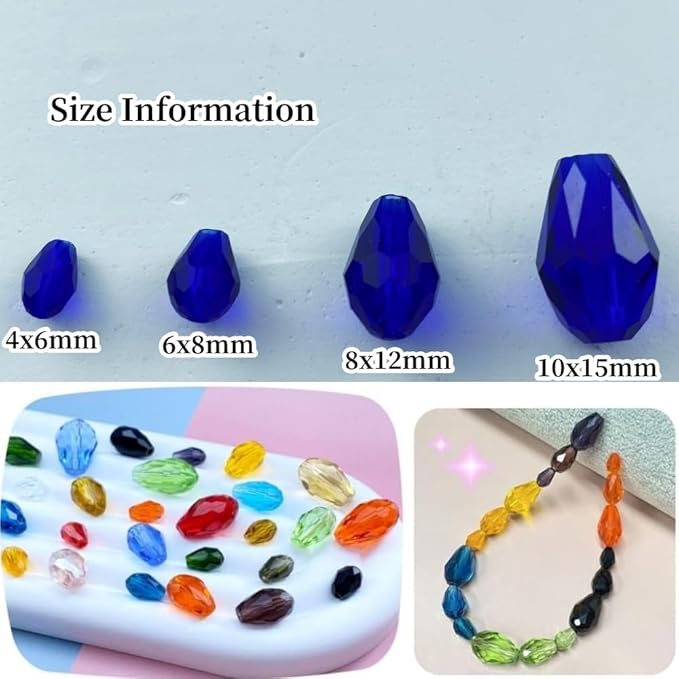 100pcs 8x12mm Teardrop Crystal Glass Beads Vertical Hole Faceted Glass Teardrop - Image 2