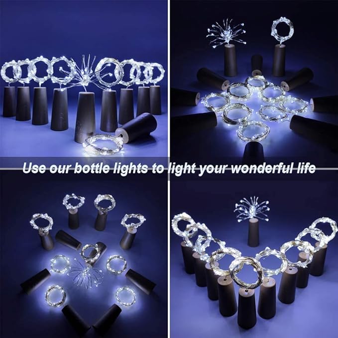 YJFWAL Wine Bottle Lights with Cork, Cork Shape Silver Copper Wire Fairy Mini - Image 2