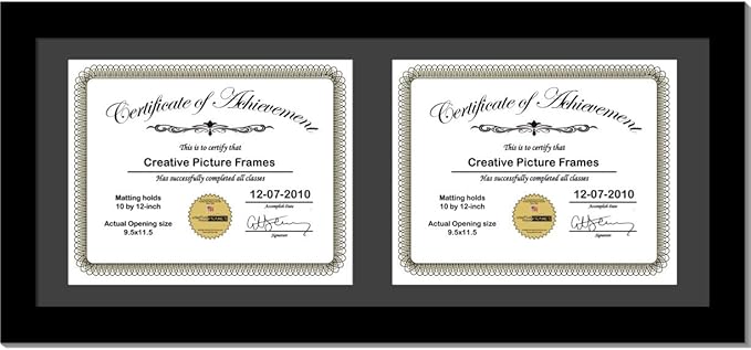 Creative Picture Frames [14x30bk-b Black Horizontal Double Diploma Frame by CreativePictureFrames