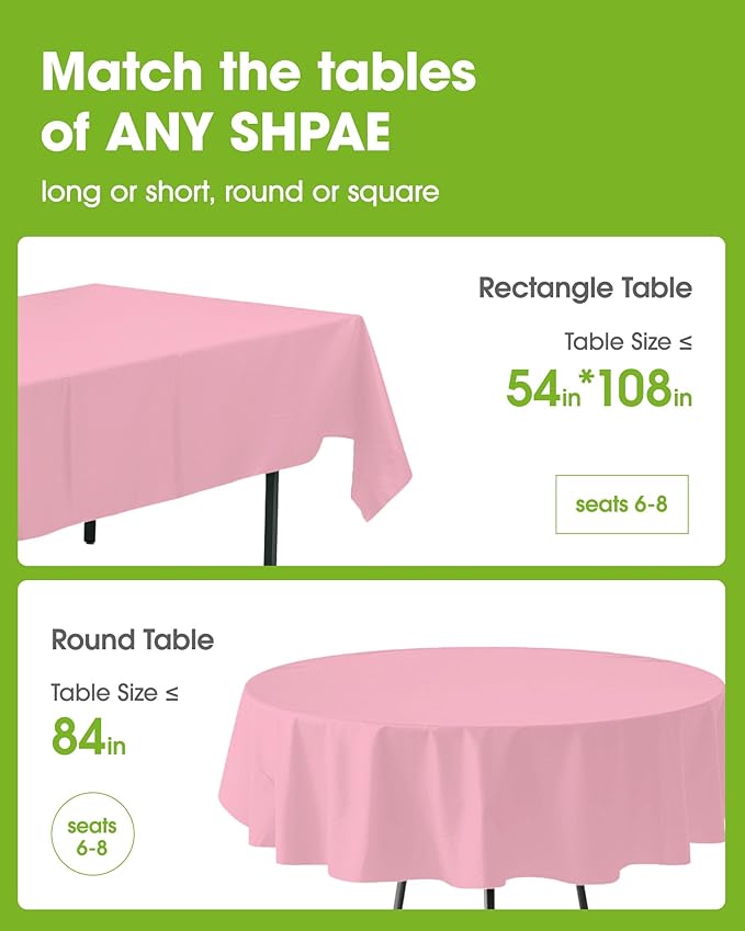 Pureegg Plastic Table Cloth Disposable 10 Pack, 54 x 108 Inch Table Cloths - Image 2
