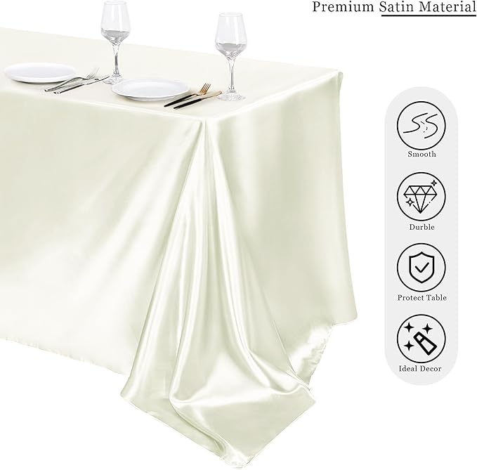 TURSTIN 4 Packs Satin Tablecloth 102 x 58 Inch Overlay Satin Table Cover - Image 4