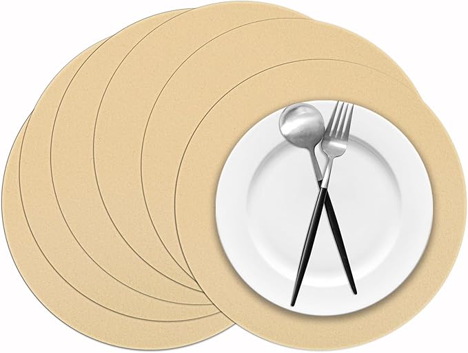 50 Pieces Kraft Paper Place Mats Brown Round Disposable Table Mats Decorative by Datyiiha