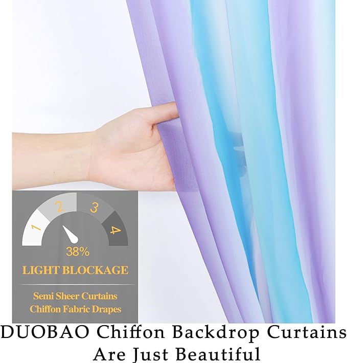 DUOBAO Sheer Curtains for Girls Bedroom, Light Filtering Purple Rod Pocket - Image 6