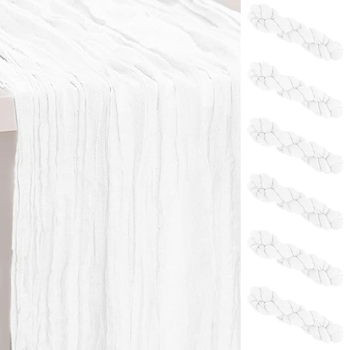 6 Pack White Cheesecloth Table Runner 35x120 Inch 10Ft Rustic Gauze Cheese by SuBleer