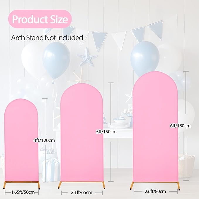 WEERRW Pink Arch Backdrop Cover Ballon Arch Stand Covers Set of 3 Spandex - Image 5