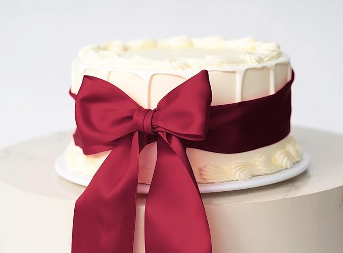 Burgundy Satin Ribbon 2.5 Inch Double-Faced Ribbons 25 Yards - Image 5