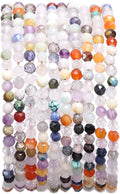 Faceted Mix Colored Stone Round Loose Semi Gemstone Beads by Beadia