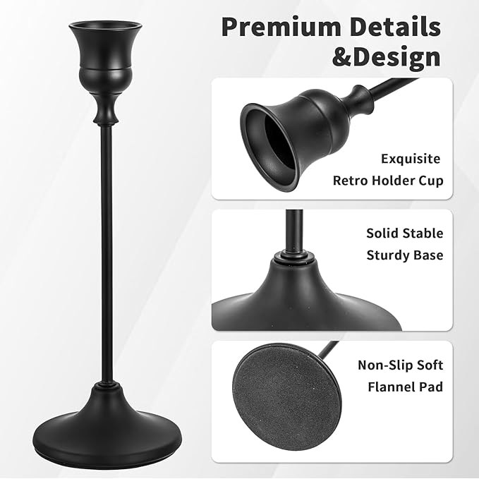 CHILL RECIPE Black Candlestick Holder Tall Taper Candle Holder - Image 2