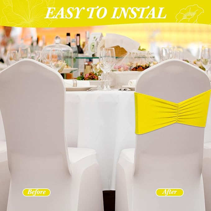Moukeren 100 Pcs Spandex Chair Sashes Bows Bands Slider Sashes - Image 4