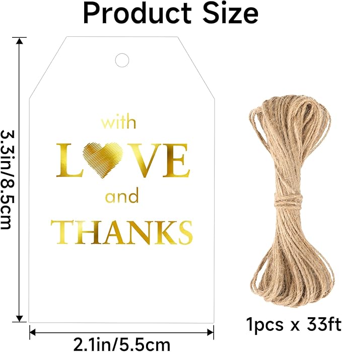 joycraft 50PCS Gold Foil Thank You Tags - Image 2
