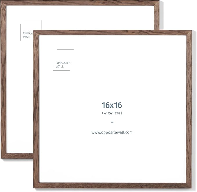 Opposite Wall - 16x16 in - Dark Solid Oak Wood Picture Frame - Lightweight by OppositeWall