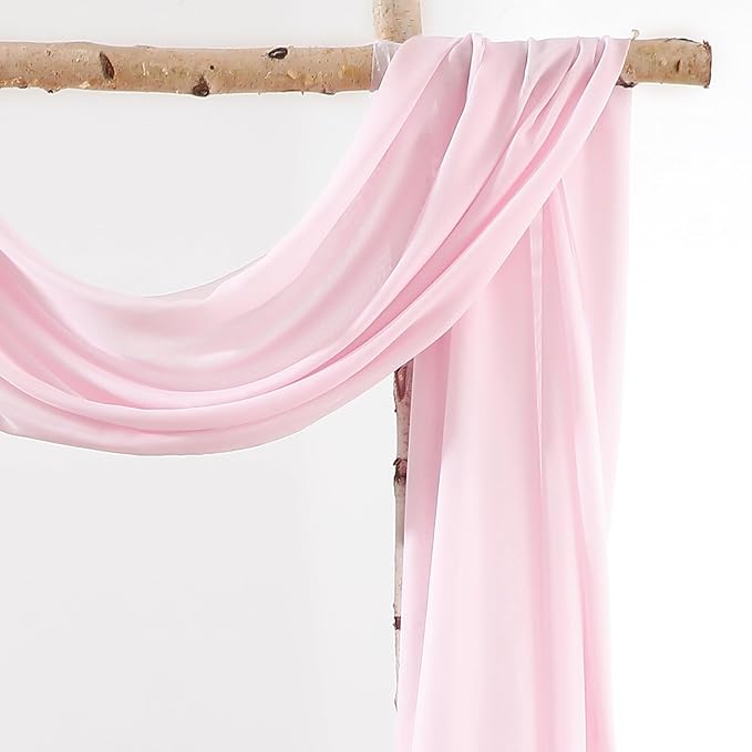 Wedding Arch Draping Fabric 1 Panel 18Ft Blush Chiffon Fabric Drapes Arbor - Image 3