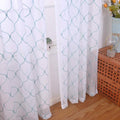 Embroidery Sheer Curtains Blue 95 Inches Long, Window Treatments Rod Pocket by MYSTIC-HOME