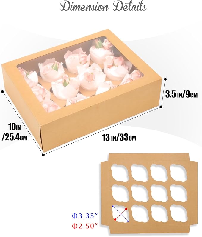 Bakepacker Auto-pop up 12 Cupcake Containers 6-Packs Brown Cupcakes Carrier - Image 5