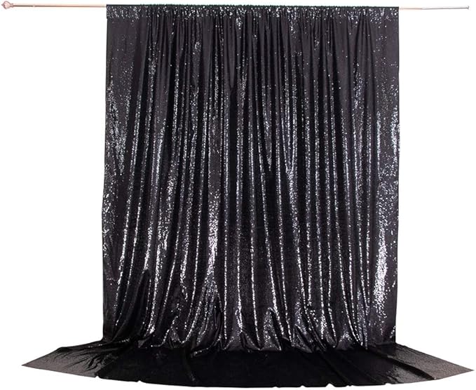 Eternal Beauty Black Thick Sequin Backdrop, 4x7 Ft Halloween Glitter Background - Image 3