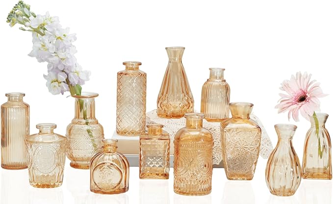 Bud Vases Set of 12, Glass Bud Vases in Bulk, Small Flower Vases by Paudao