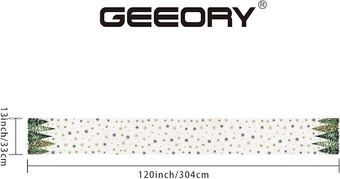GEEORY Christmas Table Runner 13x120 Inch, Xmas Tees Snowflakes Holiday - Image 2