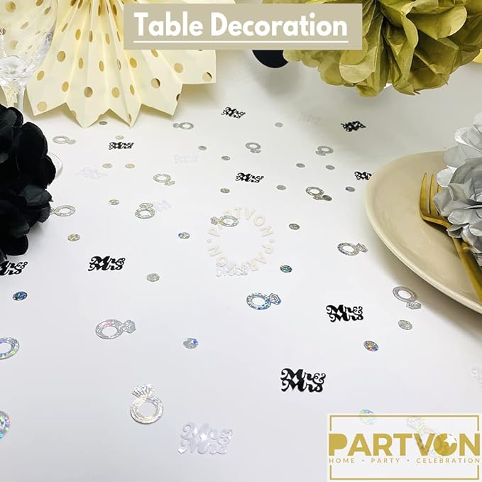 Wedding Party Table Confetti– 1.5 OZ | Mr and Mrs Diamond Ring Confetti - Image 5