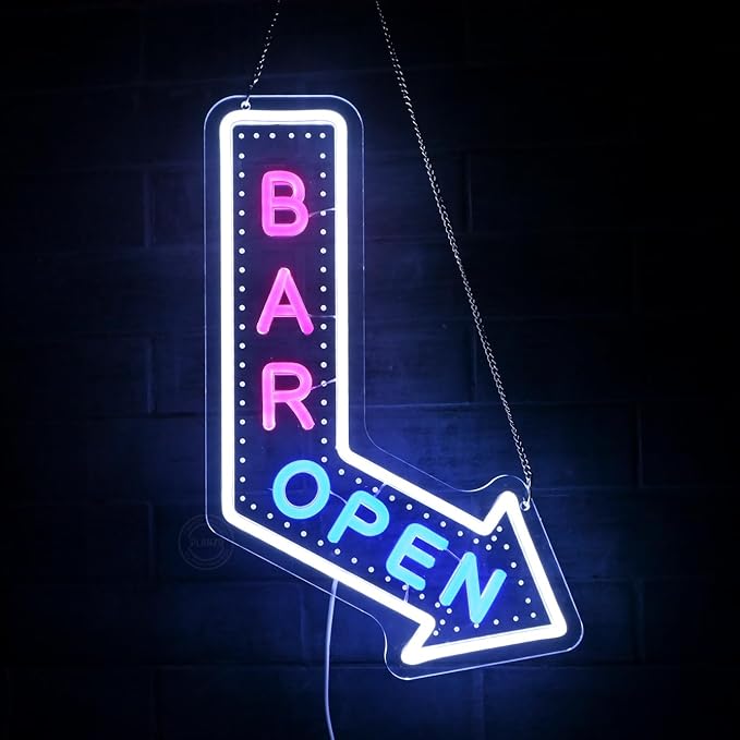Planzo Bar Open Neon Signs for Business LED Light Up Open Beer Sign Wall Decor - Image 4