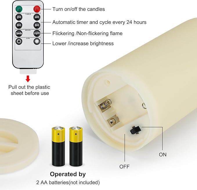 Enido Flameless Candles LED Candles Candles Battery Operated Outdoor Waterpoof - Image 5