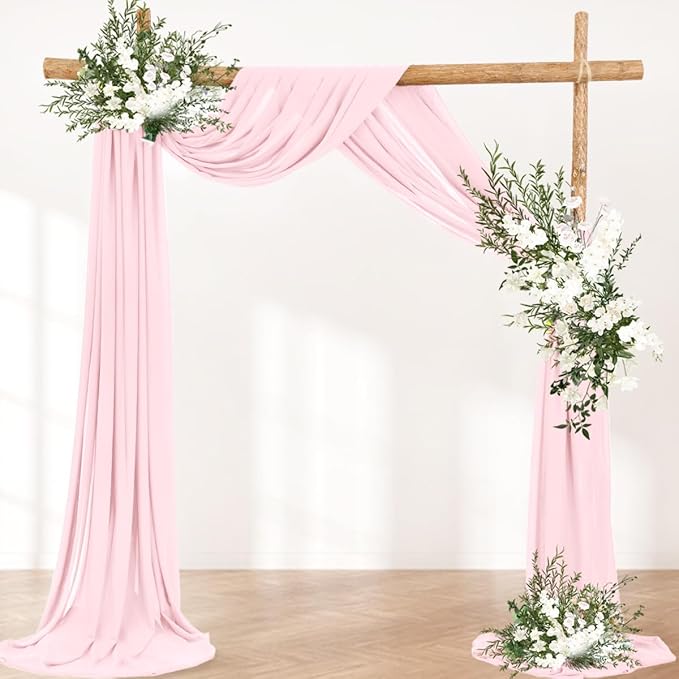 Wedding Arch Draping Fabric 1 Panel 30'' x 18FT Blushing Pink Sheer Chiffon - Image 2