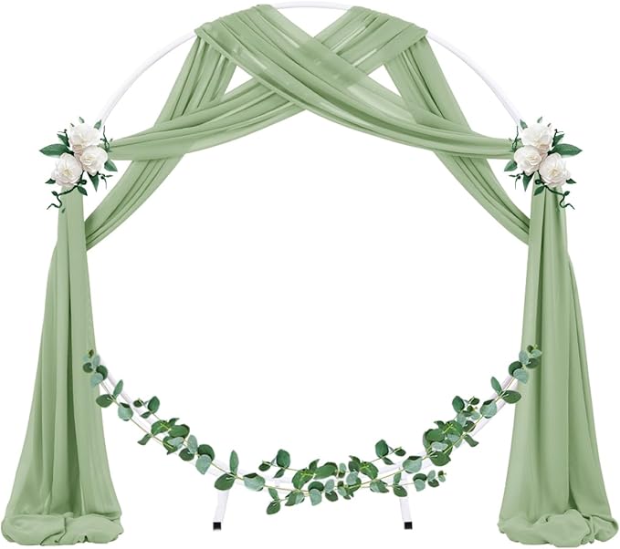 Socomi Wedding Arch Draping Fabric 3 Panels 29" x 19Ft Sage Green Sheer Chiffon - Image 2