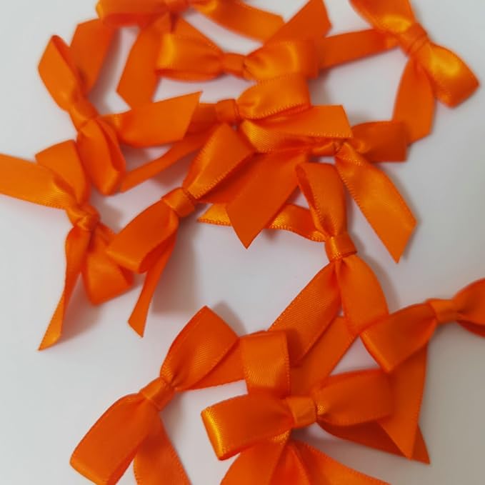 50pcs 1-1/2" Mini Orange Satin Ribbon Bows Without Twist Ties - Image 7