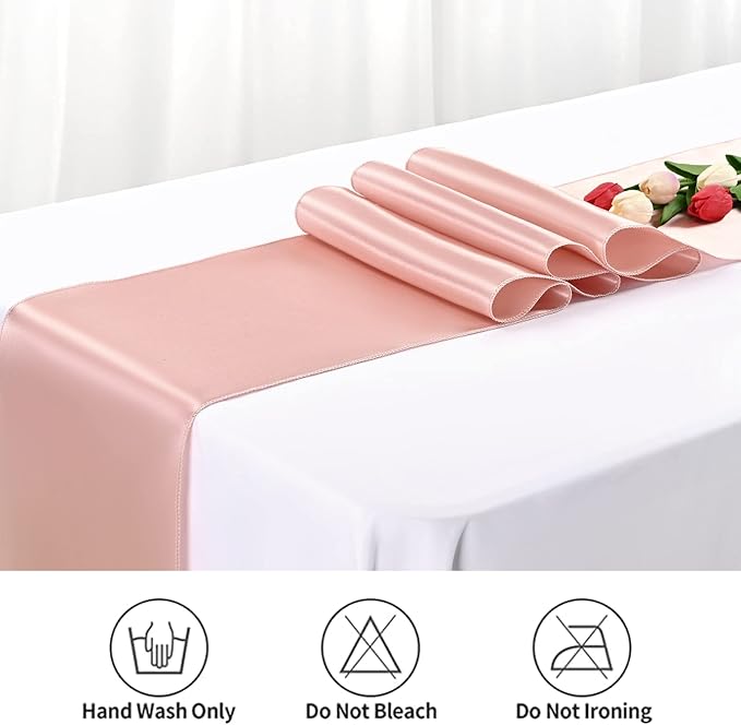 12 Pack Rose Gold Satin Table Runner, 12 x 108 inch Long Premium Smooth Table - Image 5