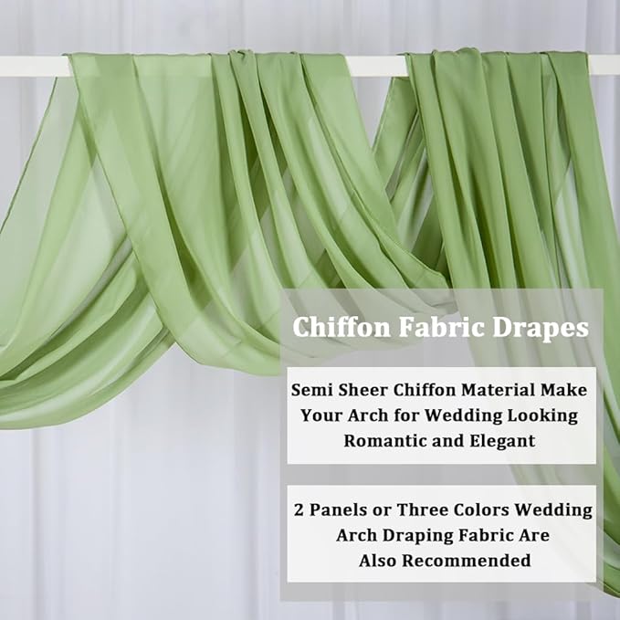 2 Panels Ceiling Drapes Wedding Arch Draping Fabric Sage Green Sheer Drapes - Image 4