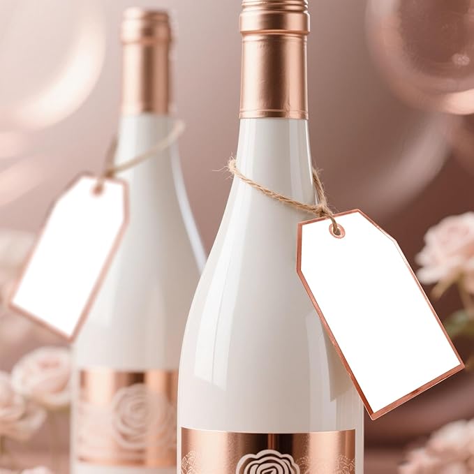 100Pcs Blank Gift Tags with String Attached Foil Rose Gold Frame Large White - Image 7